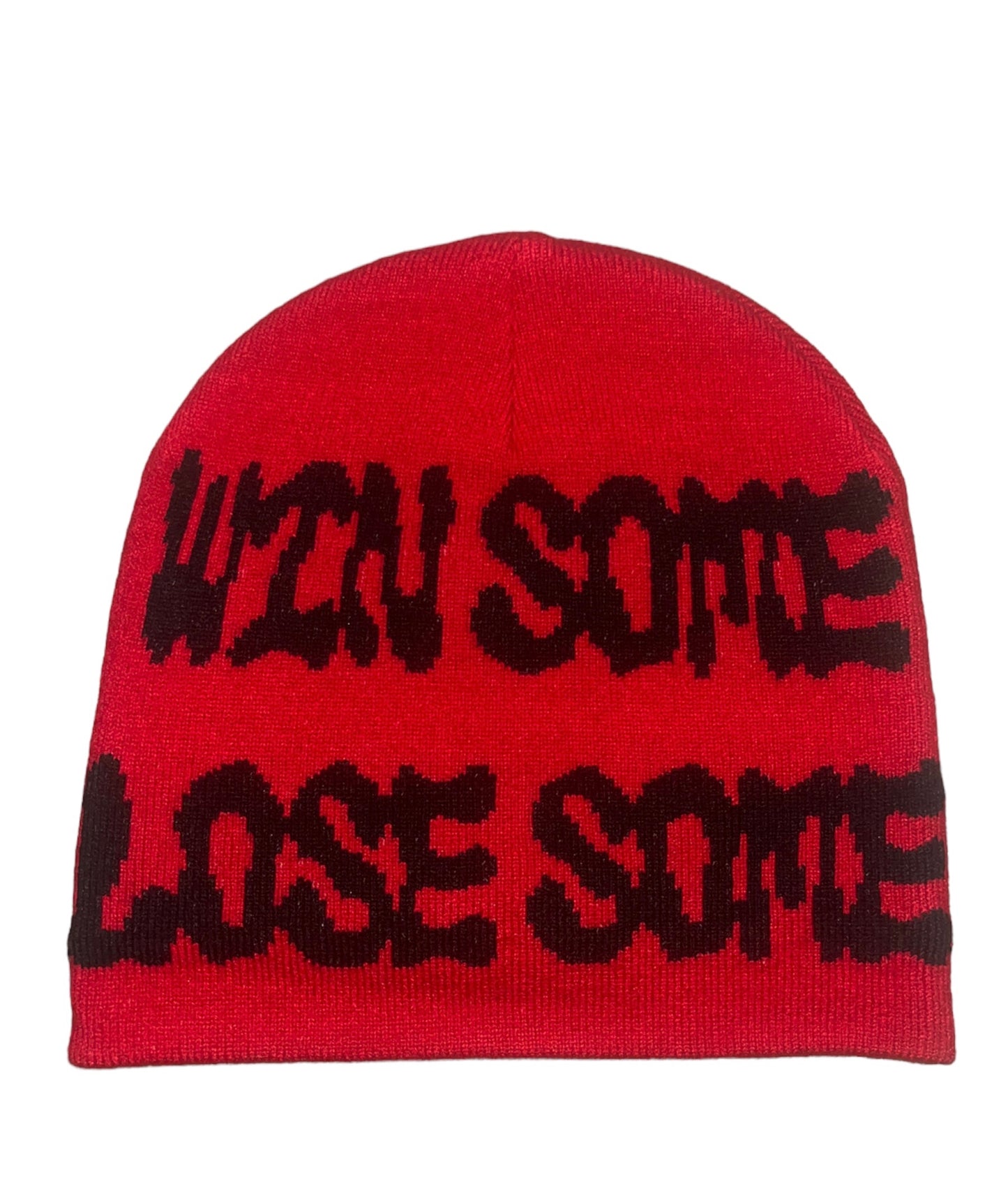 Red jacquard beanie