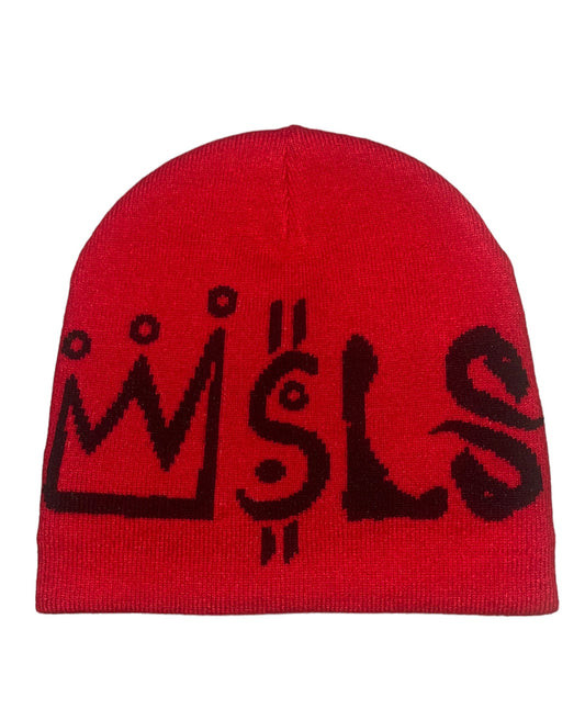 Red jacquard beanie