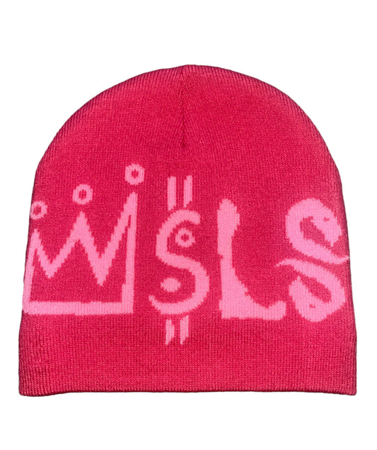 Pink jacquard beanie