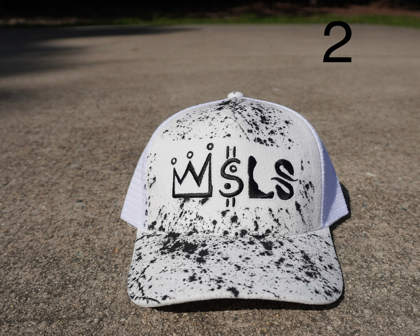 White/Black Paint splatter Suede Trucker Hat