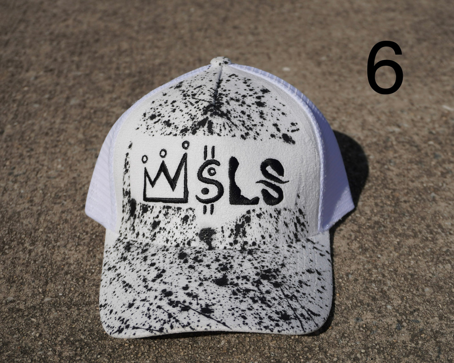 White/Black Paint splatter Suede Trucker Hat