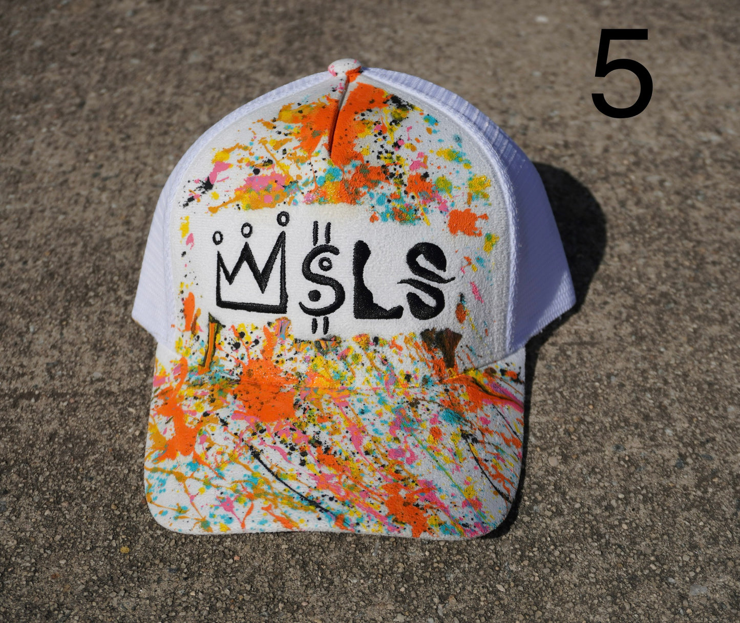 White/Black Paint splatter Suede Trucker Hat