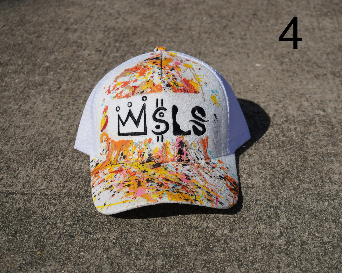 White/Black Paint splatter Suede Trucker Hat