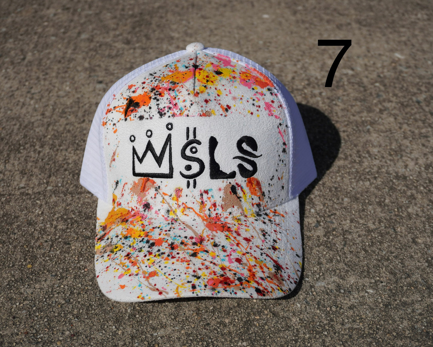 White/Black Paint splatter Suede Trucker Hat